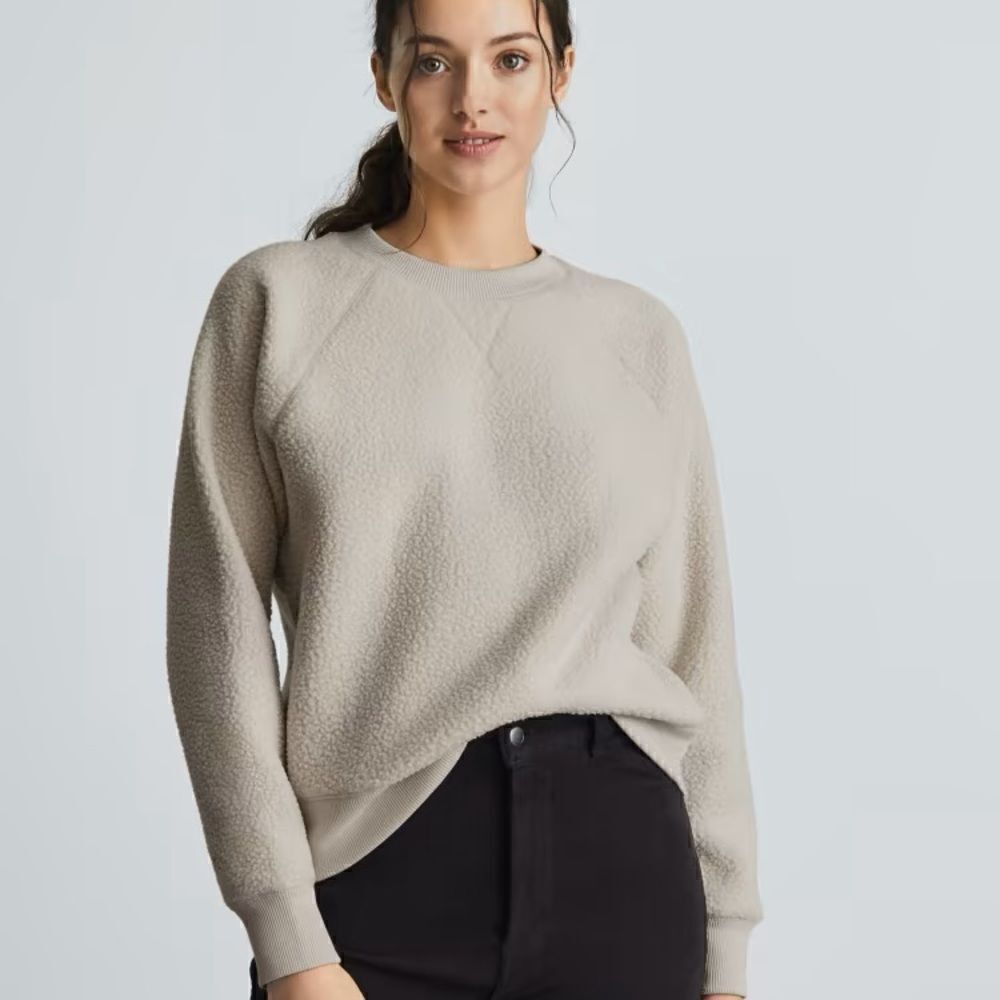 Everlane ReNew Fleece Raglan Sherpa Sweatshirt Sandstone XS